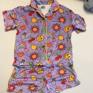 Art Class Purple Kids Pajama Set with Fun Prints